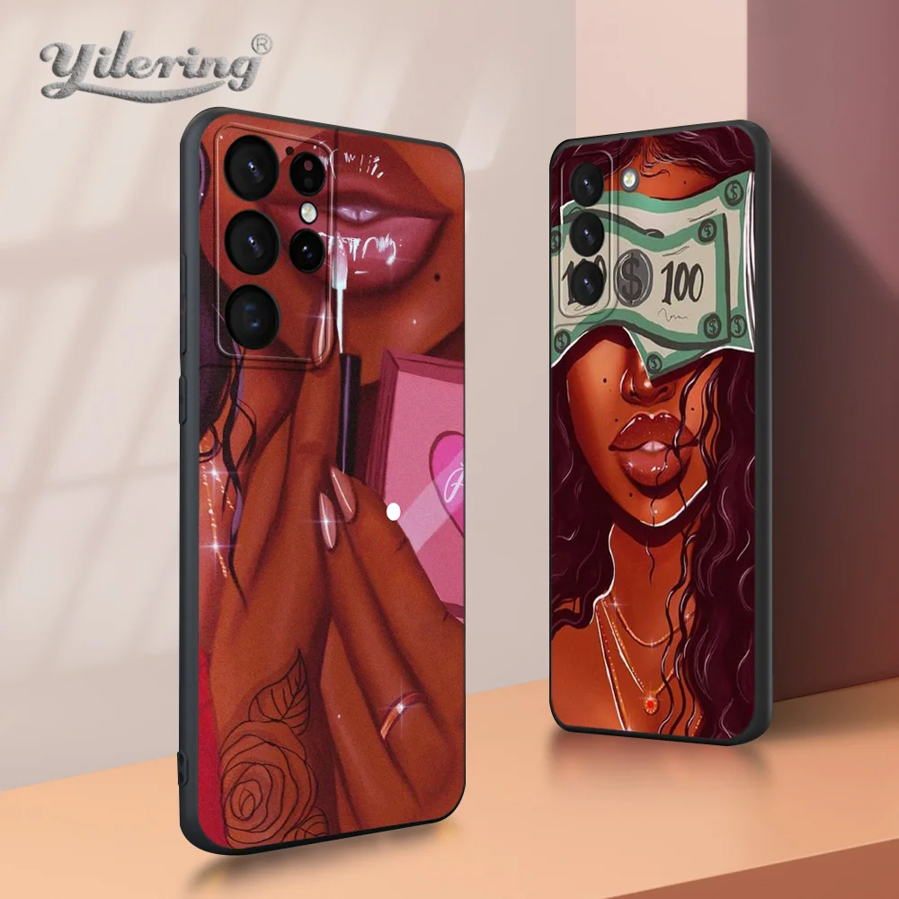 

MELANIN POPPIN Black Girl Phone Case for Samsung Galaxy S21 S20 S8 S9 S10 Plus S7 edge S10e S10 lite Ultra Note 10 20 Plus case