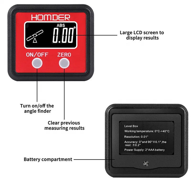 

Digital Angle Gauge Level Box Protractor Angle Finder Inclinometer with Magnetic Base,Calculating for Carpentry,Building,Auto