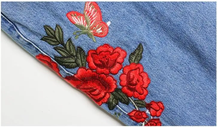 

Jeans For Women Ladies's Vintage Embroider Flowers jeans Ripped Boyfriend Jeans Female Trousers high waist Jeans