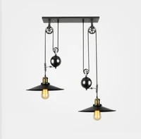 e27 pendant lights industrial vintage hanging pulley 2 head pendant lamps fixture for living room kitchen