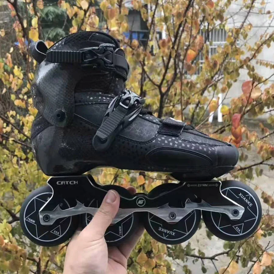 2019 поймать углеродное волокно Профессиональный Инлайн ролики для слалома