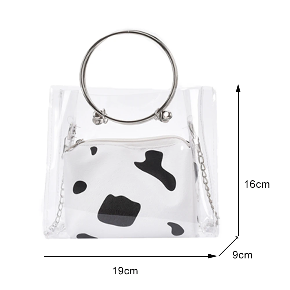 

Women Animal Pattern PVC PU Shoulder Bags Summer Fashion Transparent Chain Top-handle Tote Lady Travel Messenger Handbag