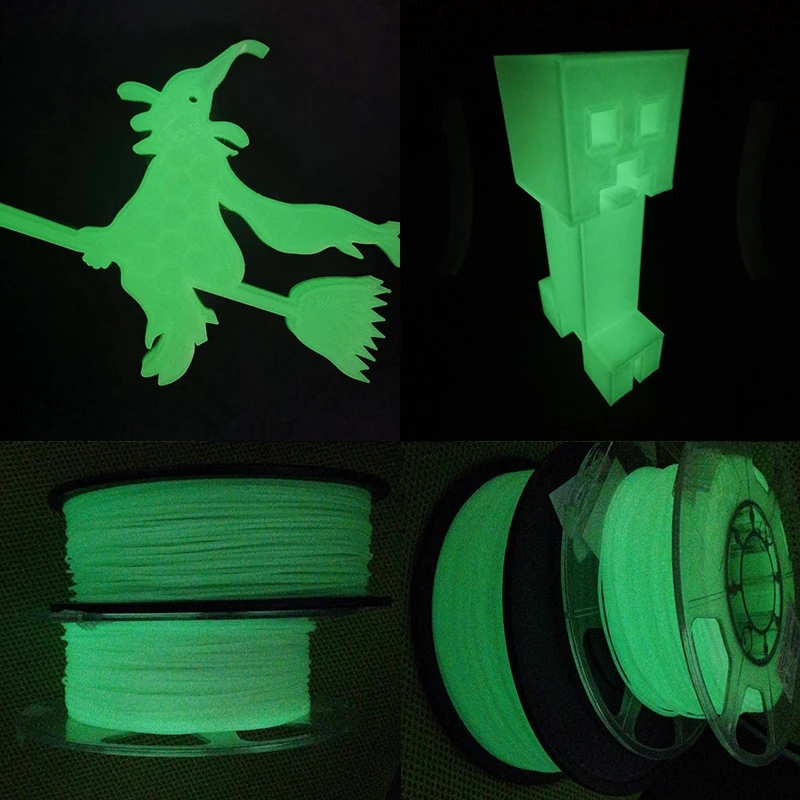 PETG 3D Printer Filament 1.75 Mm 1Kg Printing Luminous Glowing In The Dark Green Orange Blue Yellow Red  Materials Fluorescence