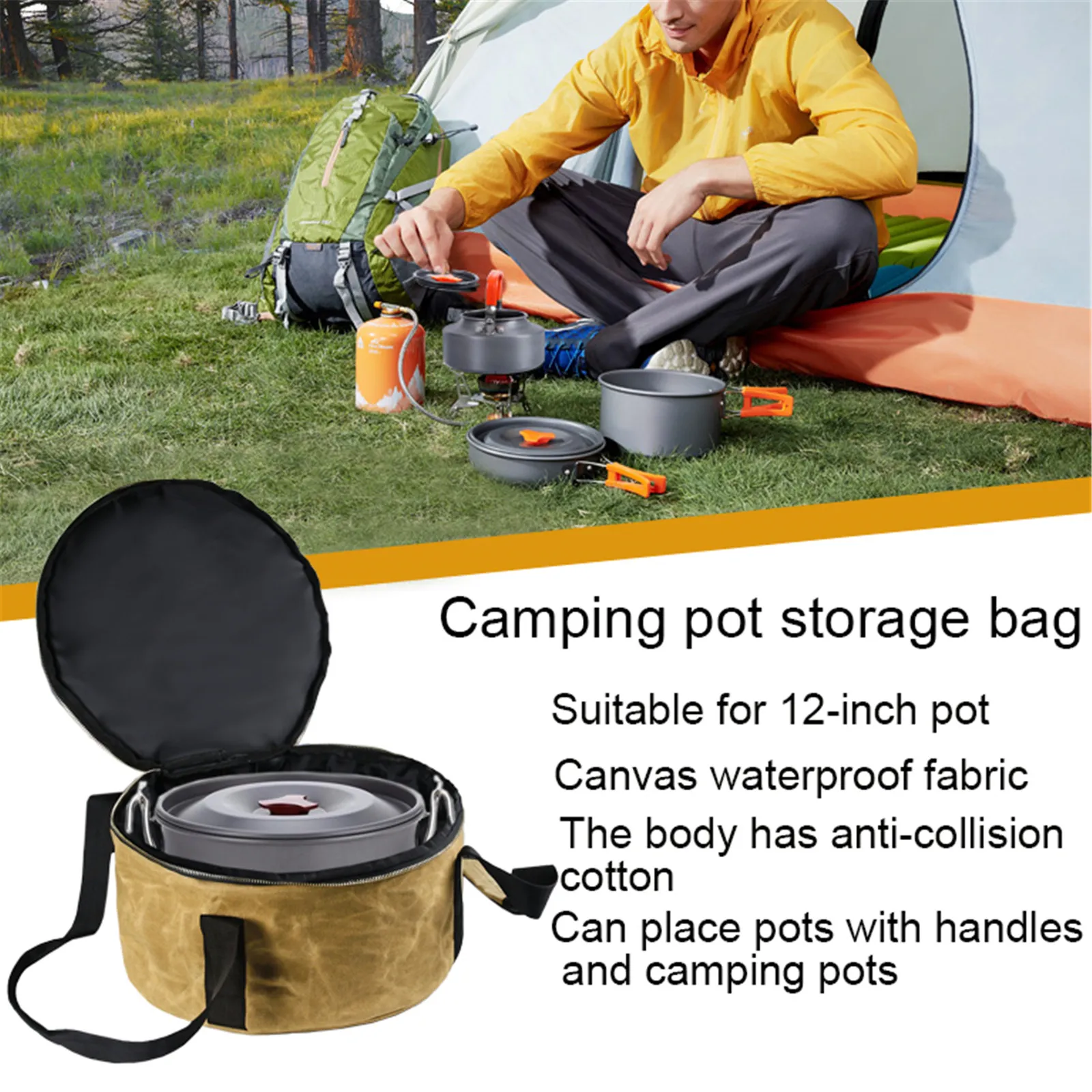 

Camping Stoves Storage Bag Travel Portable Pot Bag Cast Iron Pan Dustproof Bag Enamel Pot Package Suitable for 30.5cm Pan