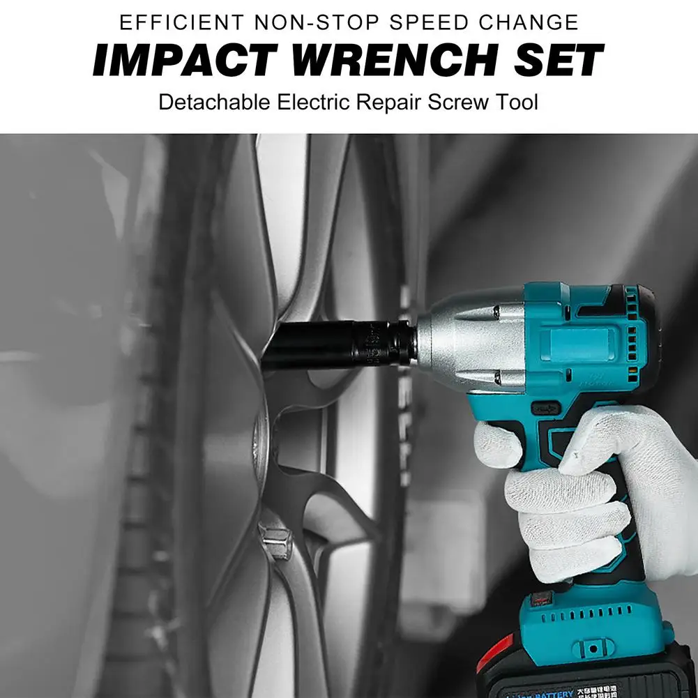 

Impact Wrench Set Electric Impact Wrench Detachable Electric Repair Screw Tool Kit Wireless Impact Wrench Tire Removal Tool