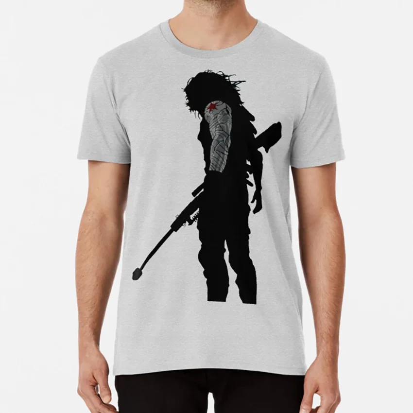 Зимний Солдат силуэт Футболка Капитан Америка Гражданская война Стив Роджерс bucky