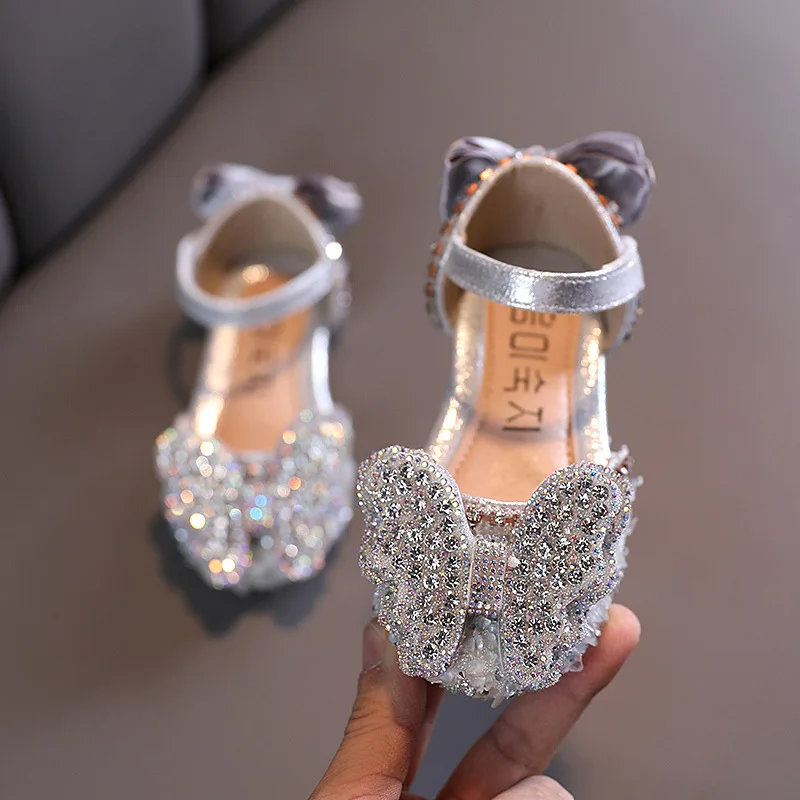 

Summer Girls Sandals Children Shoes Rhinestone Bowknot Princess Shoes Fashion Soft Bottom Comfortable Kids Birthday Party Shoes