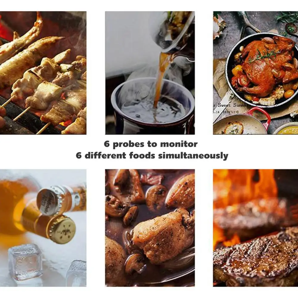 

Meat Grill Thermometer Food Thermometer Smart BT Wireless Remote Cooking Thermometer Digital Temperature Gauge for Kitchen BBQ