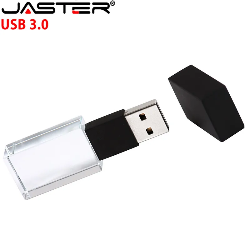 

JASTER new Crystal USB Flash Pen Drive Custom Logo cle USB 2.0 4gb 16GB 32GB 64GB Wedding Gift Pendrive (Over 10pcs Free logo)