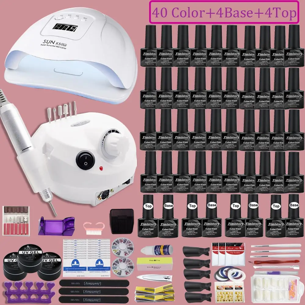 

40 Colors Nail Polish super Manicure Set Nail Set With All Tools Needed For Manicure Fast Drying Nail Lamp Electric Nail File