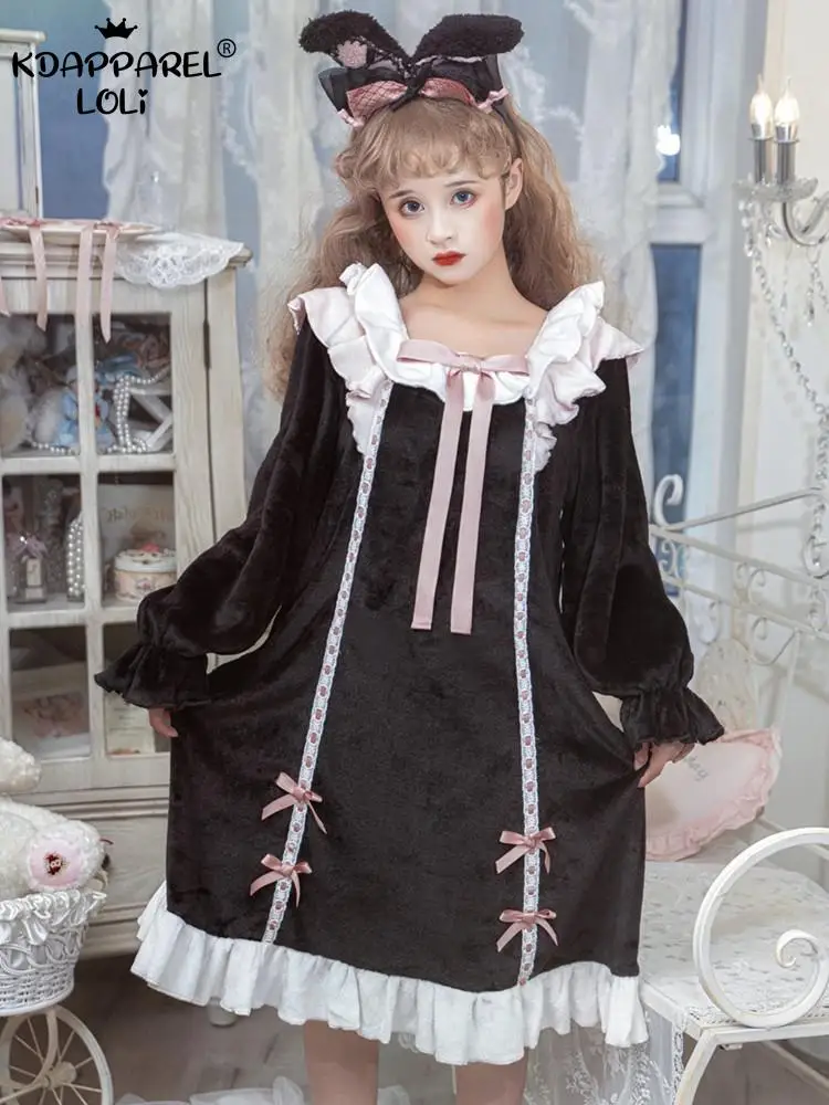 

Sweet Girls Lolita Nightdress Women Palace Style Nightgowns Pajamas Cute Princess Teens Sleepwear Spring Autumn Female Homewear