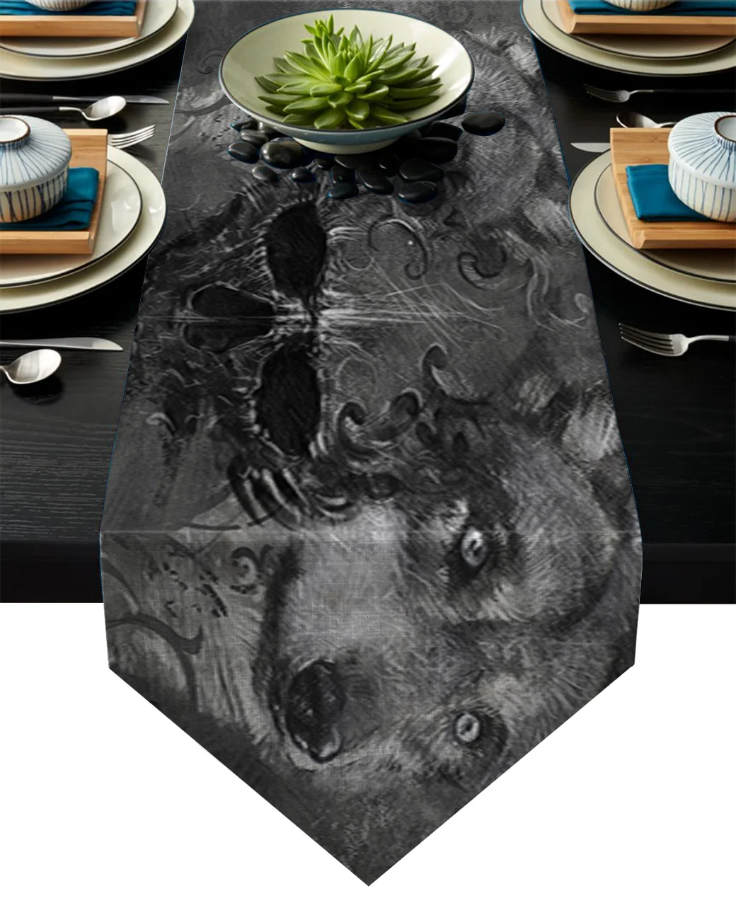 Волк череп диких животных настольная дорожка Настольный Флаг украшения для