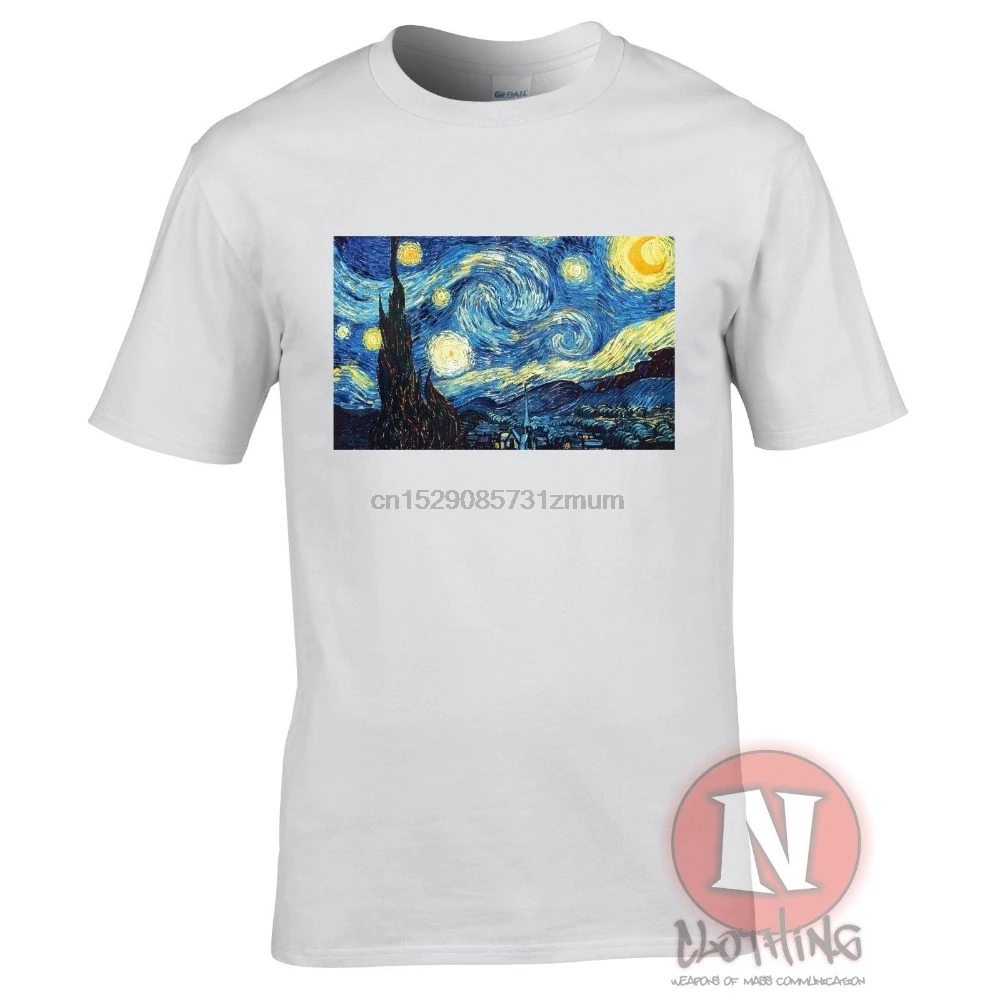 

Van Gogh Starry Night T-Shirt Aesthetic Vapourwave Tumblr Blogger T shirt men Good Quality Top New Summer Fashion Casual T Shirt