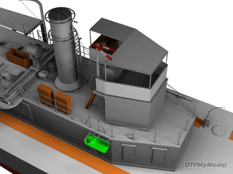 DIYMyModeI-barco de papel modelo 1:100, patrulla brit&aacute;nica M15, modelo de barco militar, abanico, Manual de regalo, bricolaje-4