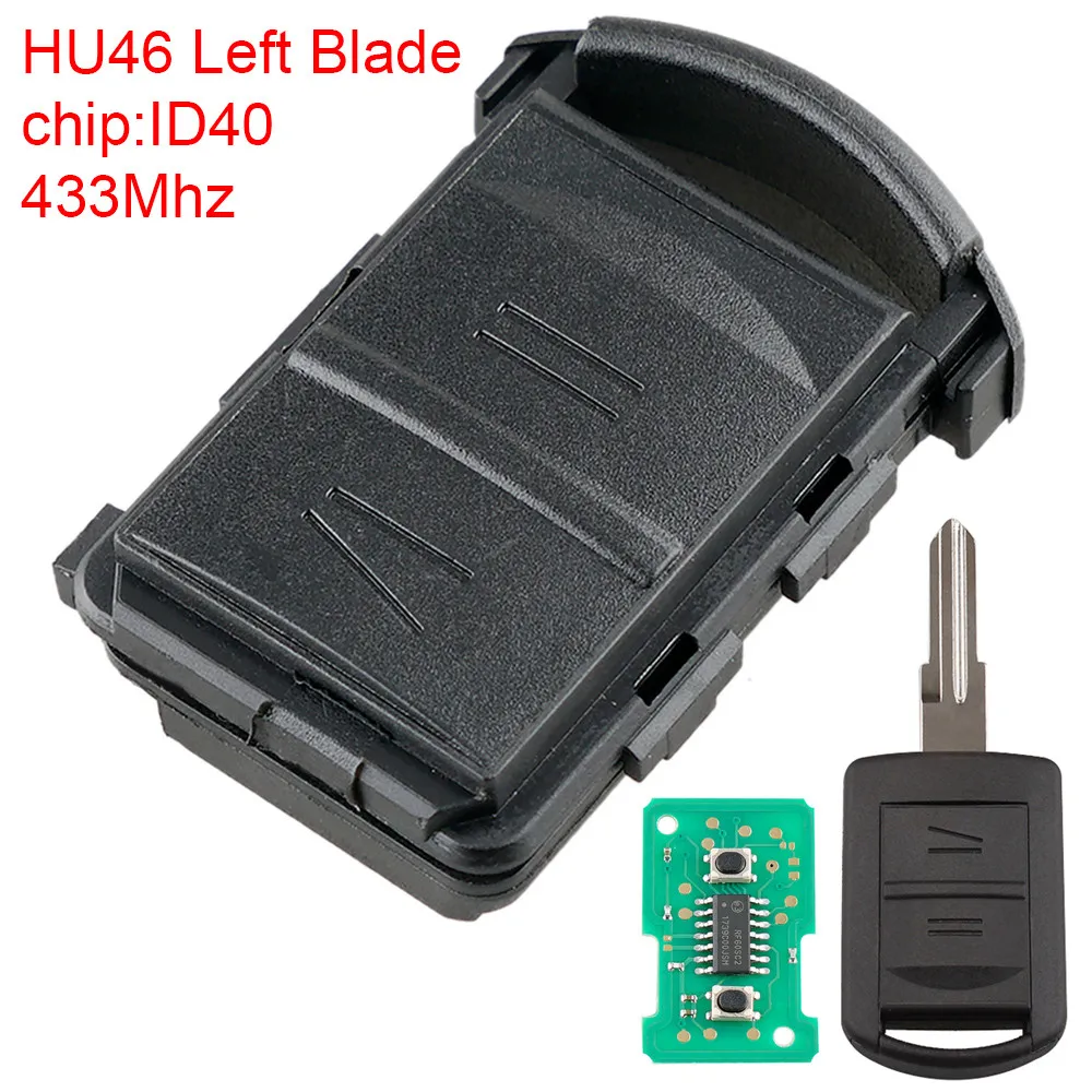 433 МГц 2 кнопки дистанционный ключ брелок от машины с чипом ID40 и лезвием HU46
