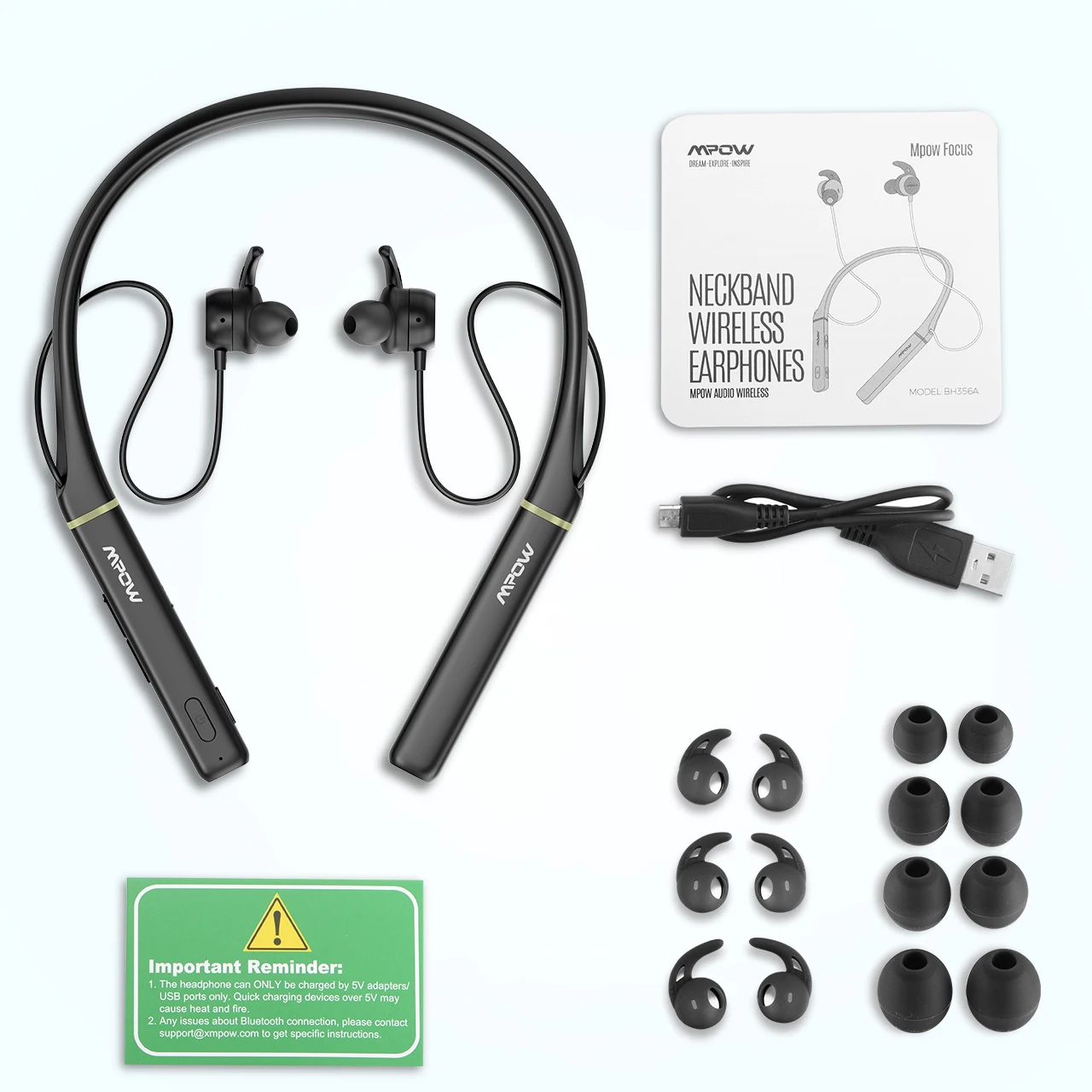 Mpow Focus Bluetooth 5,0, беспроводные наушники с шейным ободком, ANC, 16 часов воспроизведения, быстрая зарядка, магнитные наушники для iPhone 11