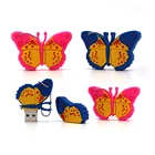 Usb-флеш-накопитель с изображением бабочки, 64 ГБ, 32 ГБ, 16 ГБ, 8 ГБ, 4 Гб, розовый, синий