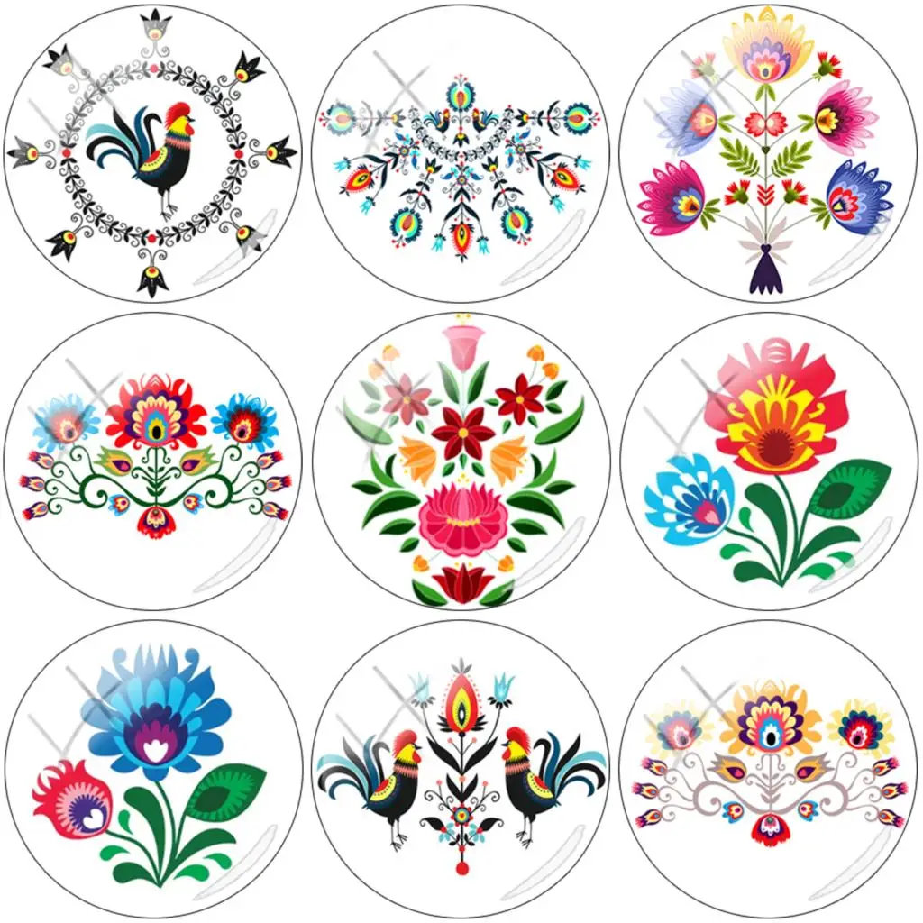 JWEIJIAO польский народный принт Классический ретро цветок стеклянный кабошон