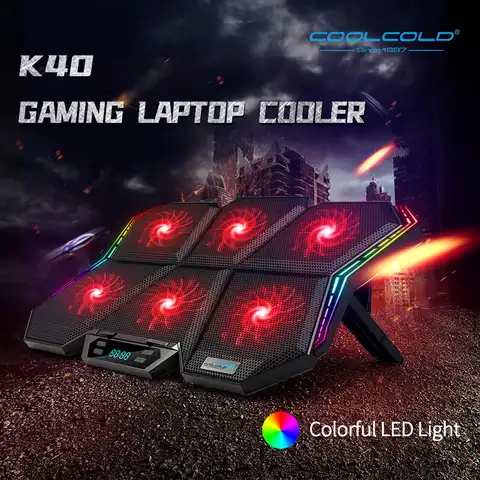 Coolcold игровой RGB кулер для ноутбука 12-17 дюймов светодиодный экран охлаждающая подставка для ноутбука с шестью вентиляторами и 2 usb-портами