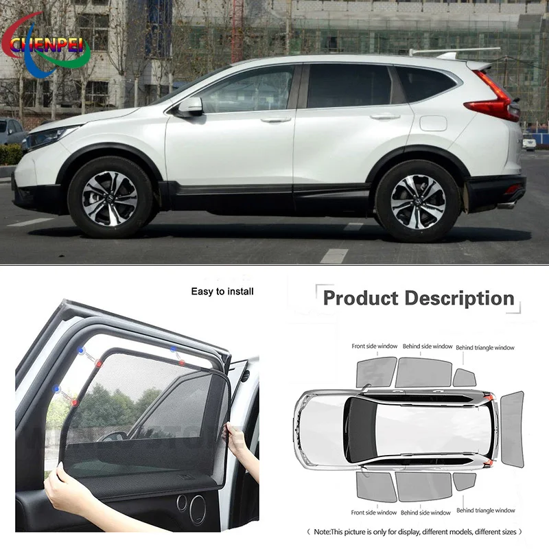 For Honda CRV 2012-2019 Car Full Side Windows Magnetic Sun Shade UV Protection Ray Blocking Mesh Visor Decoration Accessories