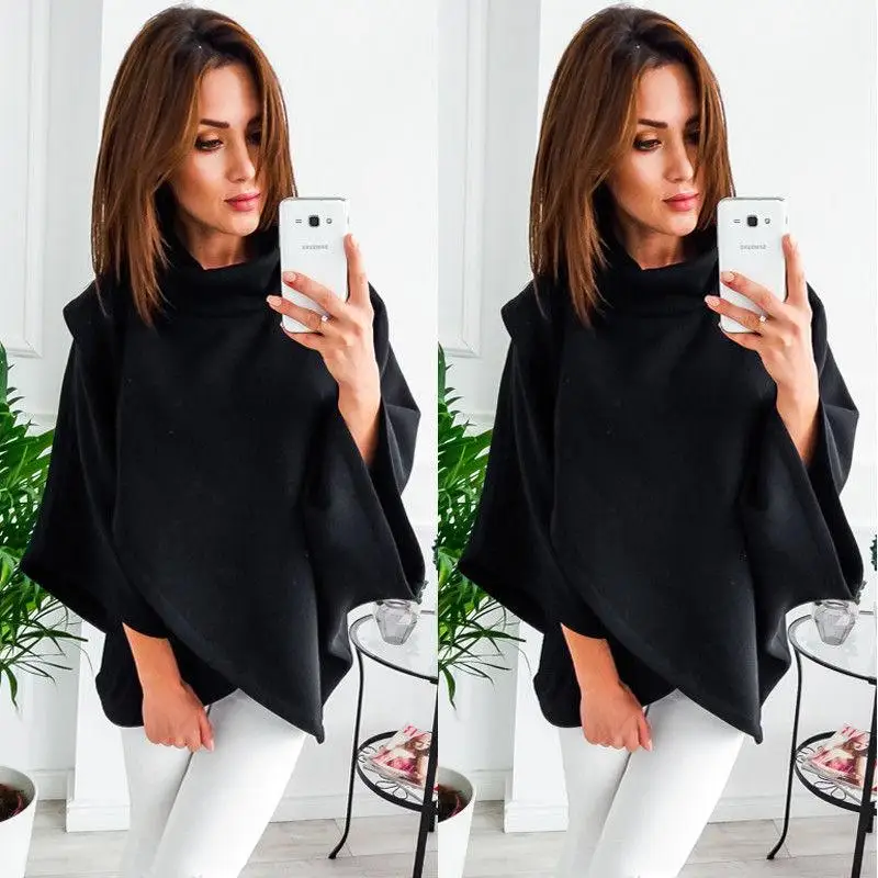 4 цвета S XL женское свободное пончо из шерсти летучая мышь зимнее теплое пальто