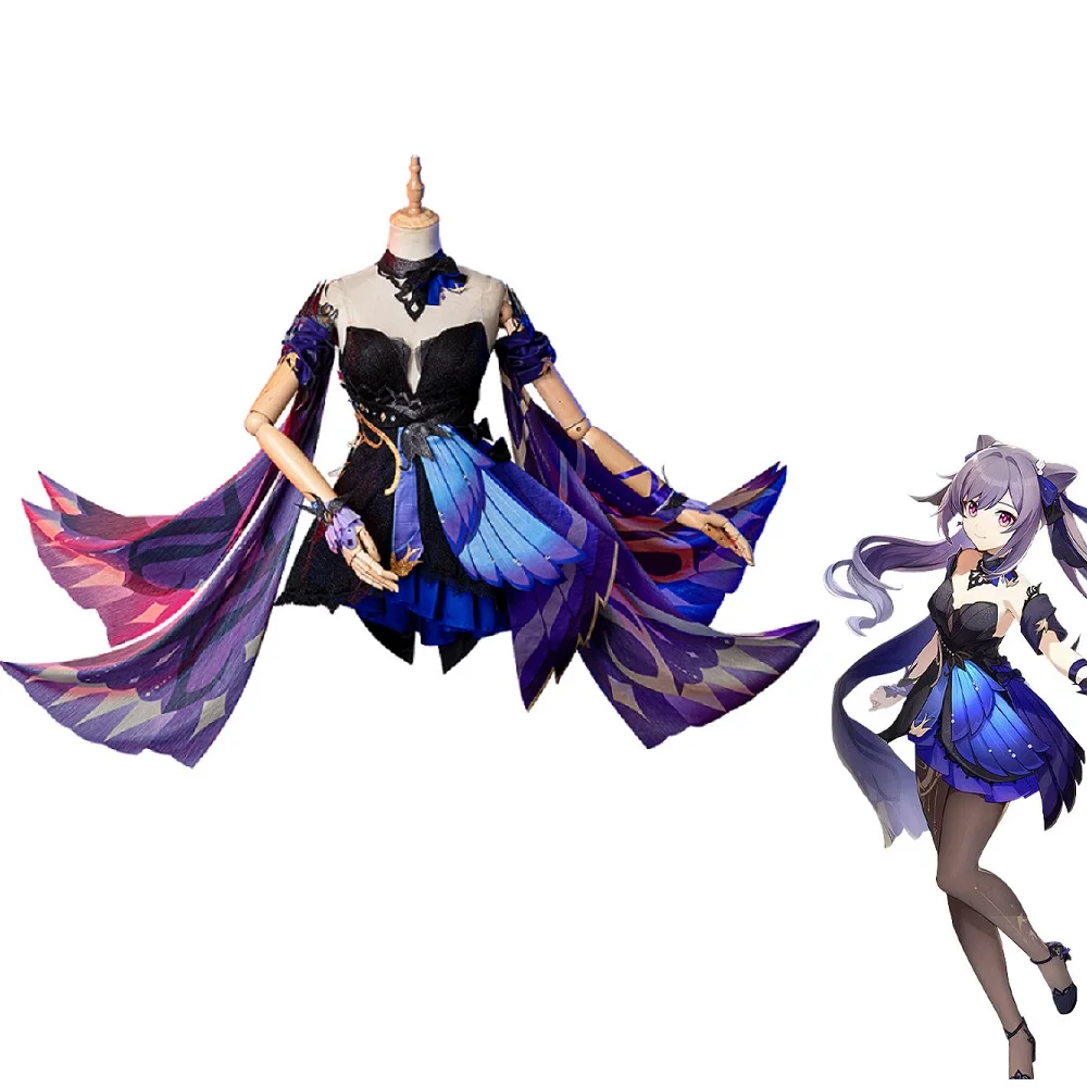 

Костюм для косплея Keqing из игры Genshin Impact, костюм для косплея Ke Qing из новой кожи, Великолепное платье, сексуальный полный комплект C, костюм для косплея