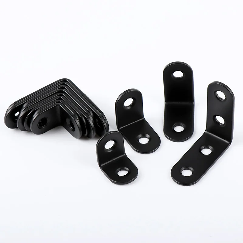 

10Pcs Stainless Steel Black Angle Corner Brackets Fasteners Protector 90 Degree Wood Board Support Connector Black Corner Code
