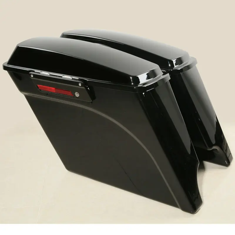 

Motorcycle 5" Vivid Black Stretched Saddlebags For Harley Touring Road King Road Glide Street Glide 1993-2013