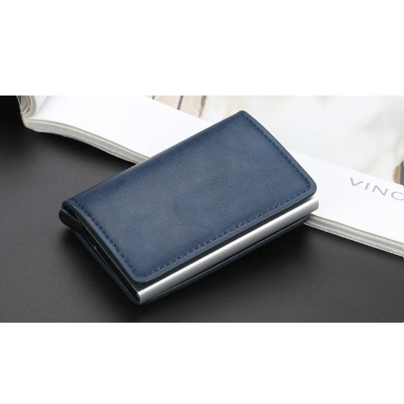 Blue K9109 BISI GORO RFID кошелек алюминиевая коробка кредитный держатель для карт всплывающий клатч Чехол для карт тонкий мини кошелек защитный чехол для карт - Цвет: Blue K9109