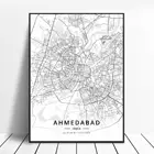 Hd Печать Мумбаи Лакхнау Нагпур Ченнаи Ахмадабад Газиабад Индия холст Художественная карта Плакат для гостиной домашний декор с рамкой