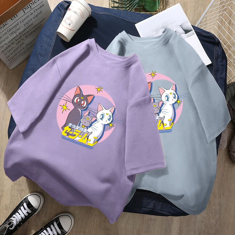 Футболка женская в стиле Харадзюку С мультяшным буквенным принтом повседневная