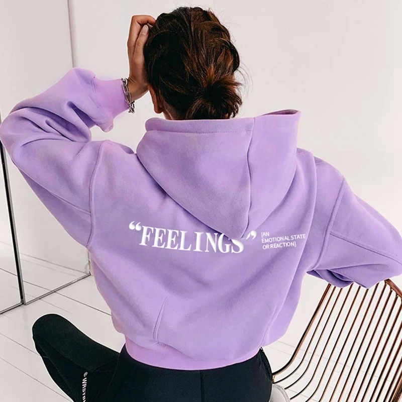 

Sweatshirt Women Hoodie Tracksuits Autumn Winter Clothes Solid Color Letter Printing Harajuku Top Loose Hoodies