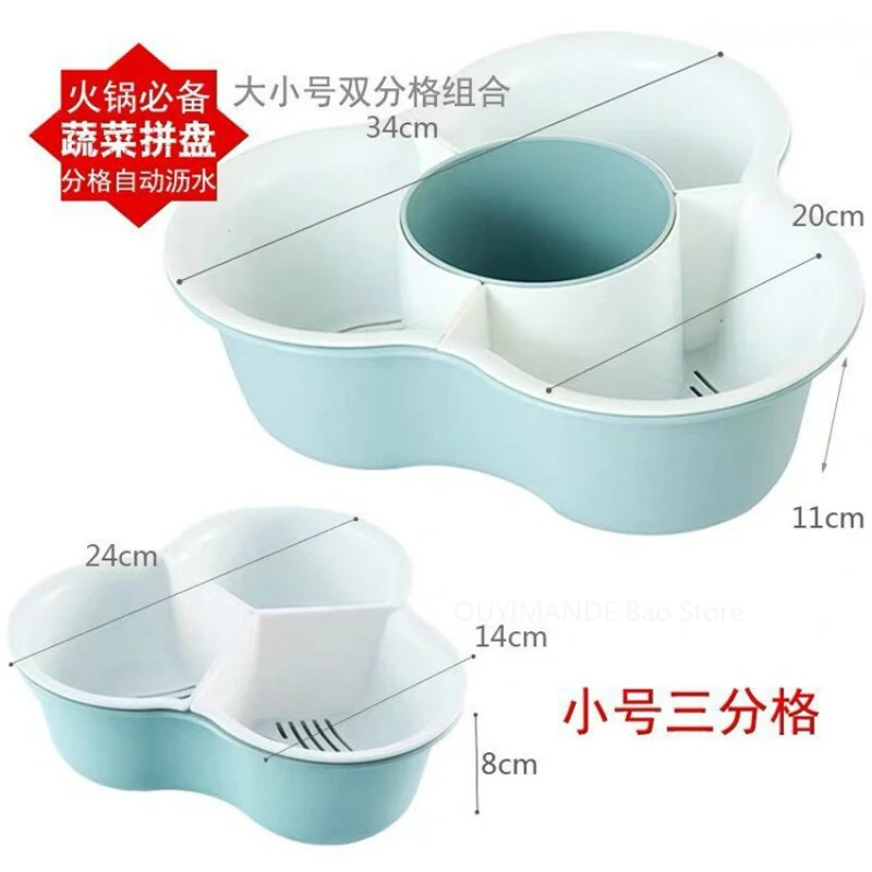 

OUYIMANDE Creative Triangle Hot Pot Platter Drain Double Plastic Lazy Fruit Plate Fruit Basket Household Storage Basket