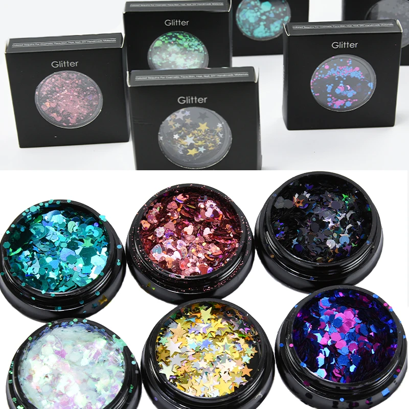 Хлопья для ногтей звезда/Сердце/шестиугольник блестящая пудра с пайетками