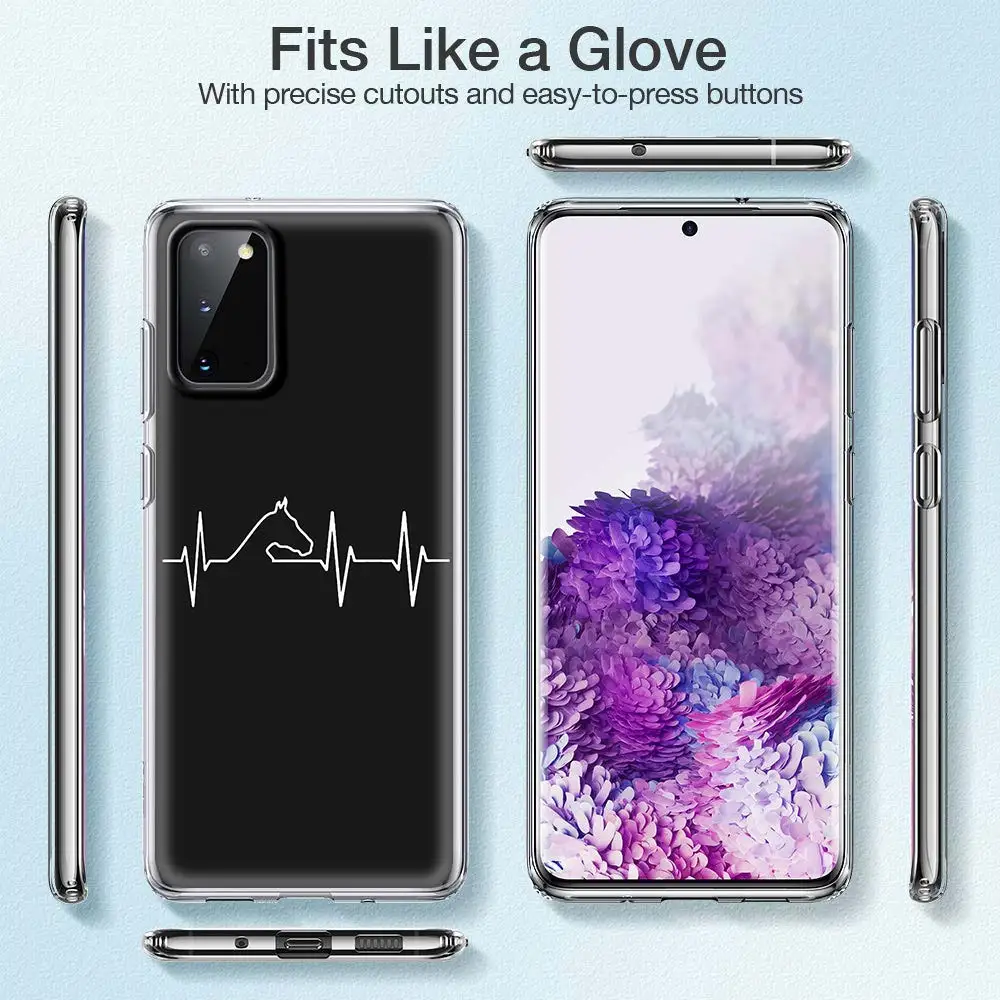 

Horse Heartbeat Phone Case Transparent for Samsung Galaxy S20 FE S10 S20 Ultra 5G S8 S9 S10 Plus S9 S10 S20 Soft Cover