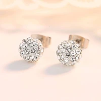 ball shape earrings shinning crystal copper zirconia stud earrings for women party wedding jewelry