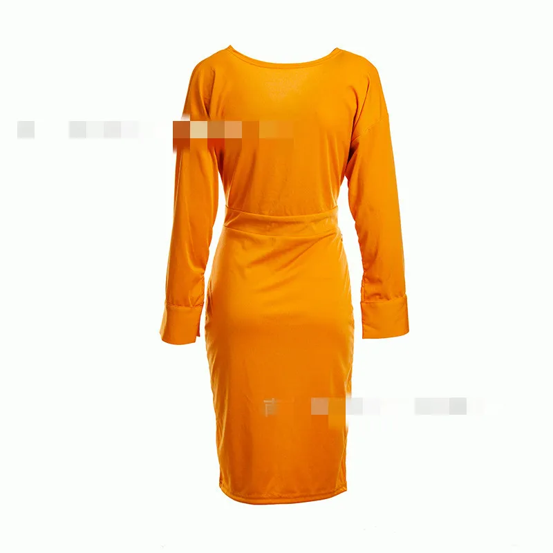

Solid V Neck Slit Dress Bodycon Dress Women Dress