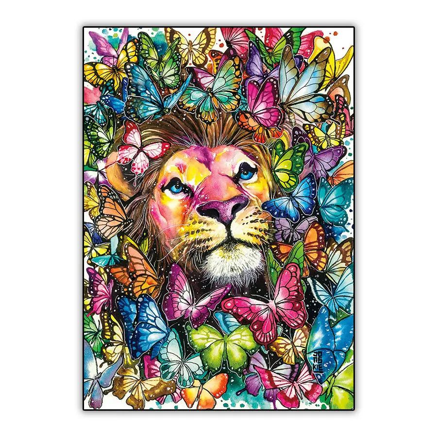 Абстрактная 5d алмазная живопись вышивка крестиком красочная бабочка Лев картина