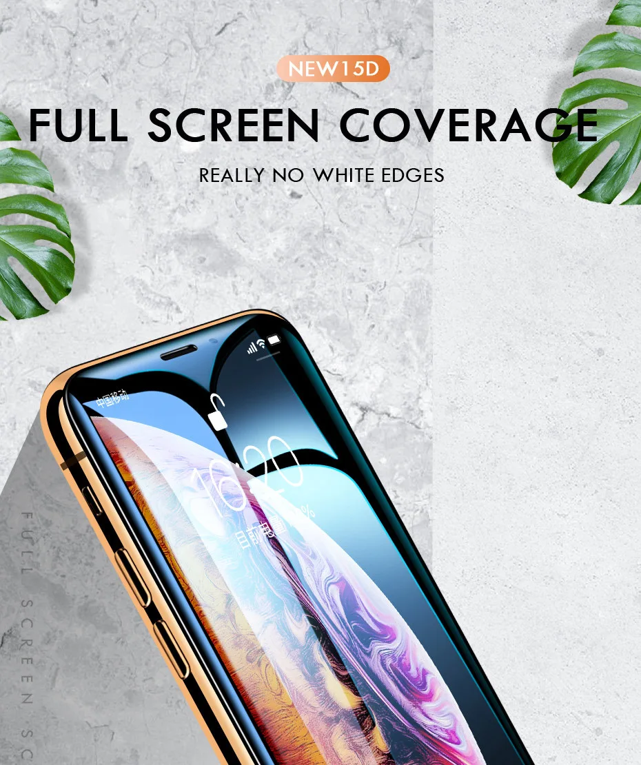 15D полное защитное стекло с закругленными краями для iPhone 7 8 6 6S Plus, закаленное защитное стекло для X XR XS Max