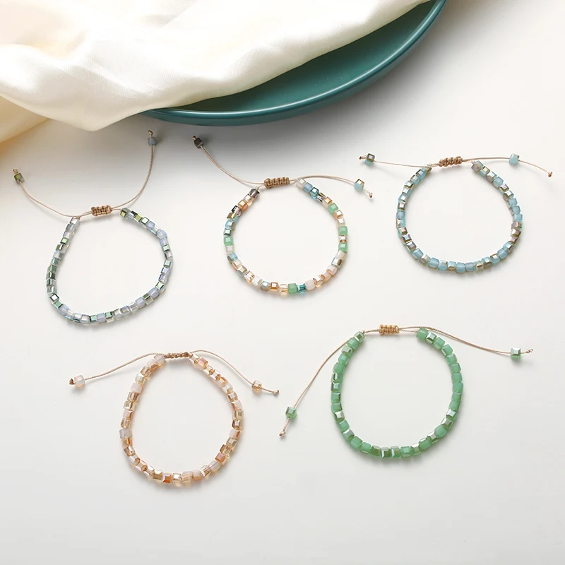 1 шт. новый квадратный браслет из бисера с разноцветными бусинами для женщин в