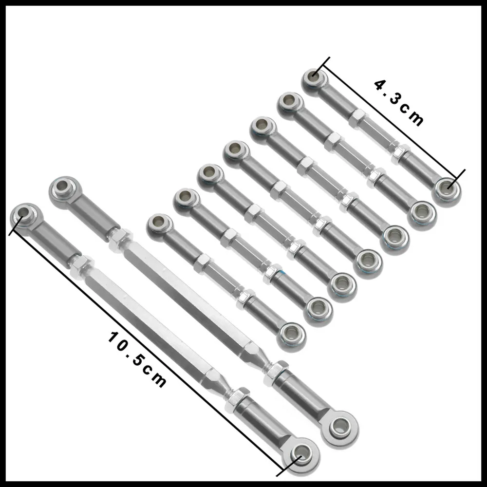 

9Pcs Suspension/steering/servo turnbuckle/tie rod/steering link linkage/toe link for 1-10 Wltoys K949 10428 Upgraded Parts