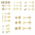 Женские круглые серьги для пирсинга ROXI 3 шт.компл., серьги из стерлингового серебра 925 пробы с маленькими звездами, ювелирные украшения для пирсинга, серьги-гвоздики геометрической формы