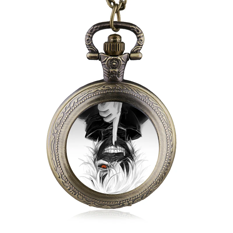 Новая мода аниме Токийский Гуль бронзовые кварцевые карманные часы аналоговый