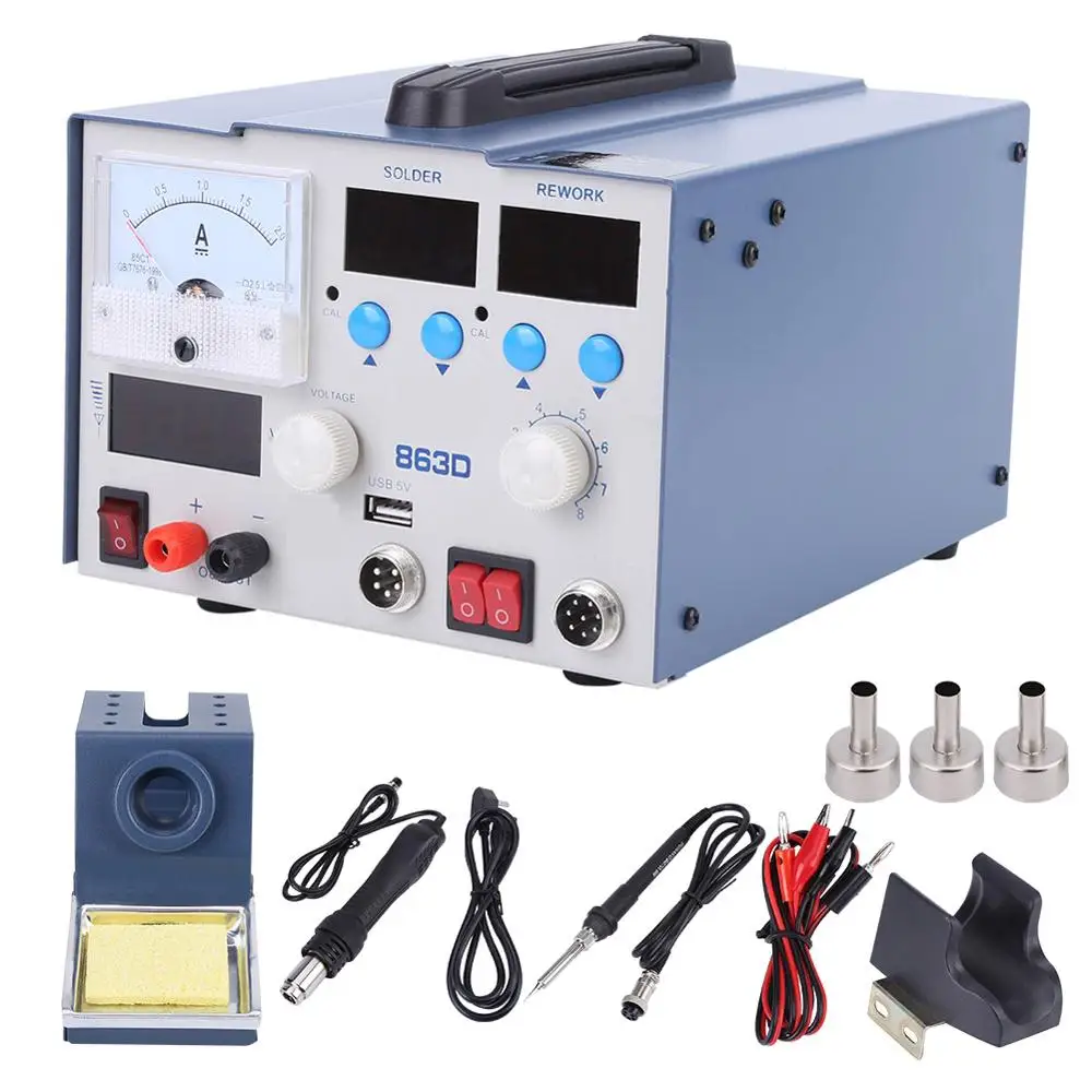 Soldering Station 3 in 1 Rework Solder Hot Air Gun Power Supply 220V EU Plug | Инструменты