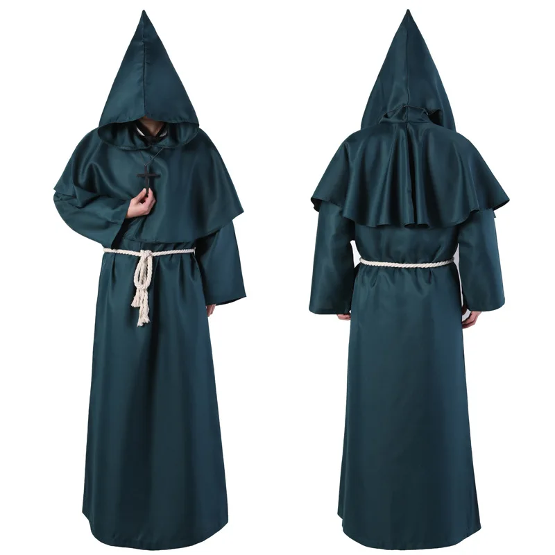 wizard costume halloween cosplay medieval monk friar robe priest costume ancient clothing christian suit free global shipping