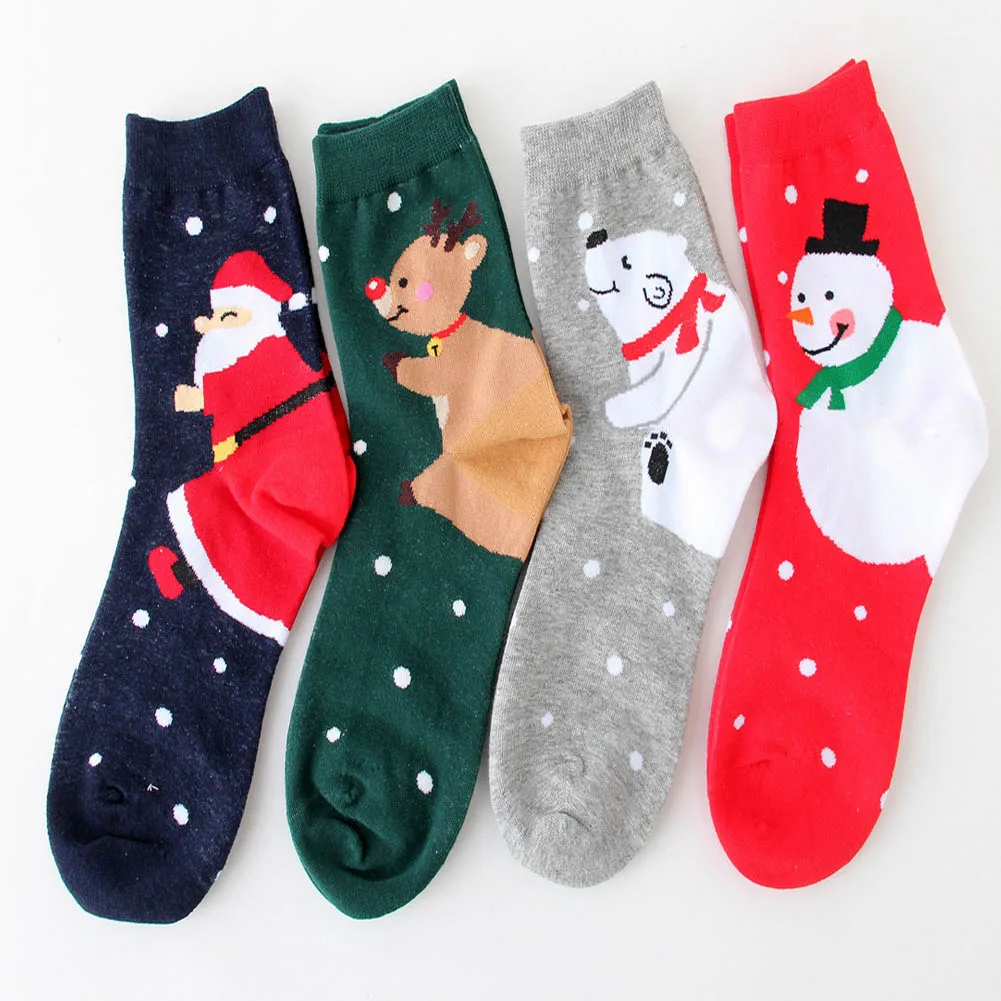 

Christmas Socks 2021 New Colorful Cotton Happy Men's Crew Socks Harajuku Hip Hop Funny Cartoon Santa Claus Biscuits