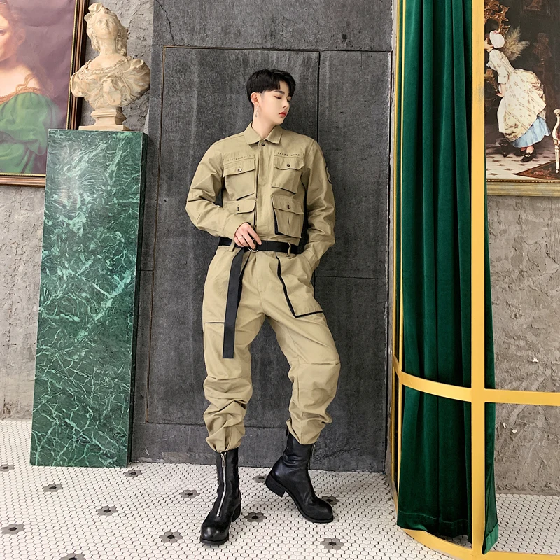 Мужской повседневный комбинезон в стиле хип хоп брюки карго с длинными рукавами