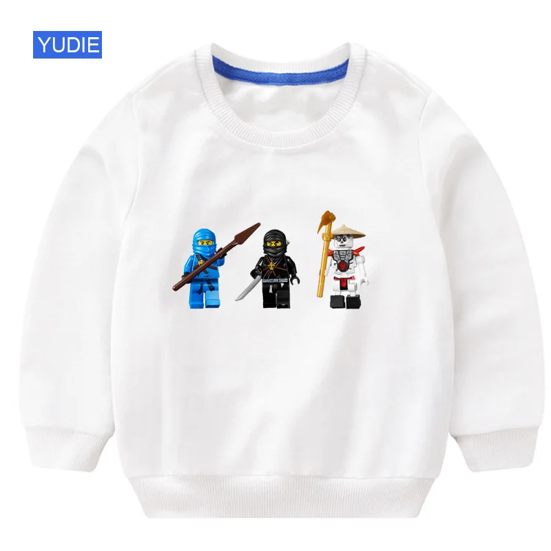 Осенние детские свитера для мальчиков, ninjago, Детская толстовка с капюшоном, белый свитер для мальчиков, хлопковый пуловер, милый детский свитер