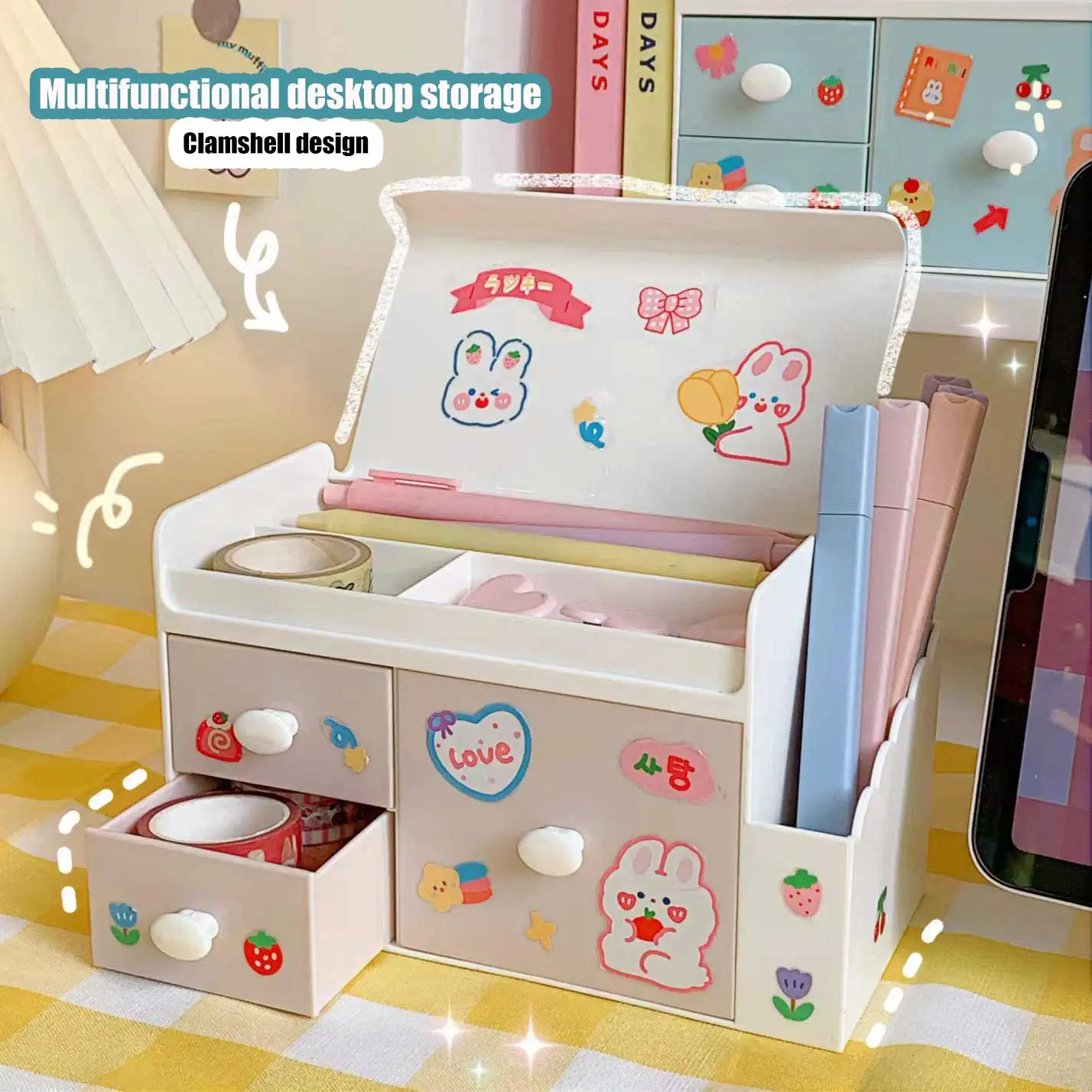 

Desktop Drawer Sundries Storage Box Pen Holder Home Office Dormitory Multifunctional Stationery Finishing Box Jewelry Box
