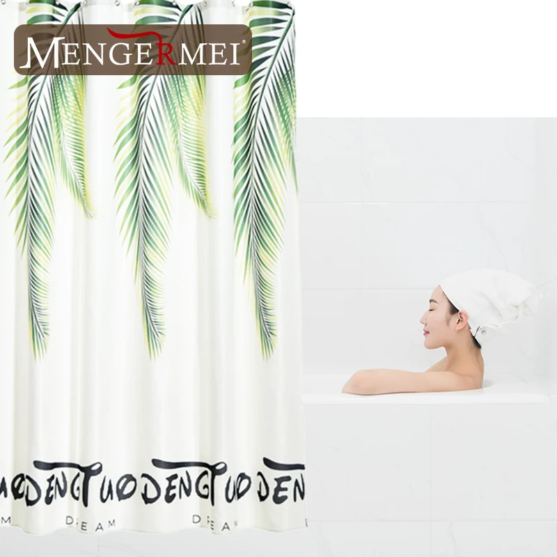 MENERMEI зеленый черный листья занавески для душа растения Ванная комната
